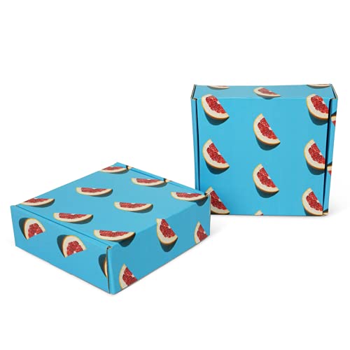 Pattern Colored Shipping Boxes by Fantastapack (6x6x2, Blue Blood Oranges)