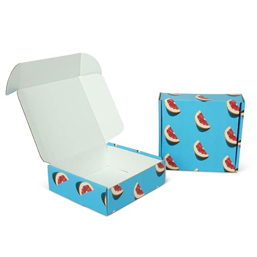 Pattern Colored Shipping Boxes by Fantastapack (6x6x2, Blue Blood Oranges)