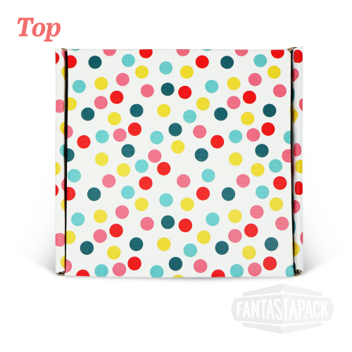 Pattern Colored Shipping Boxes by Fantastapack (6x6x2, Polka Dots)