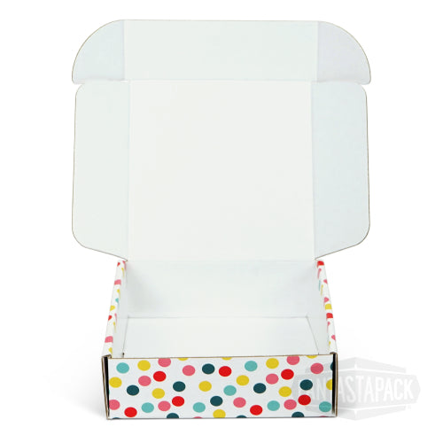 Pattern Colored Shipping Boxes by Fantastapack (6x6x2, Polka Dots)