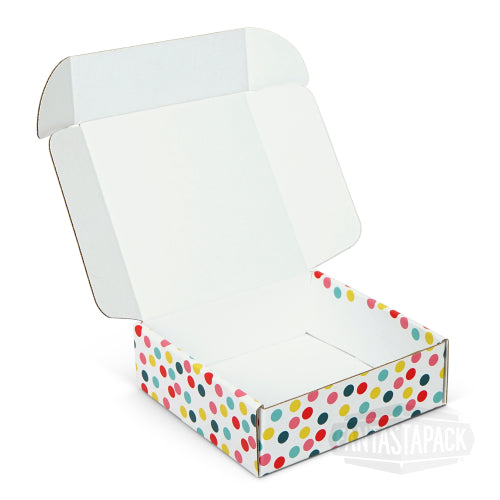 Pattern Colored Shipping Boxes by Fantastapack (6x6x2, Polka Dots)