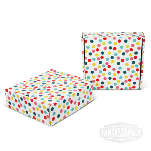 Pattern Colored Shipping Boxes by Fantastapack (6x6x2, Polka Dots)