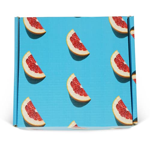 Pattern Colored Shipping Boxes by Fantastapack (6x6x2, Blue Blood Oranges)