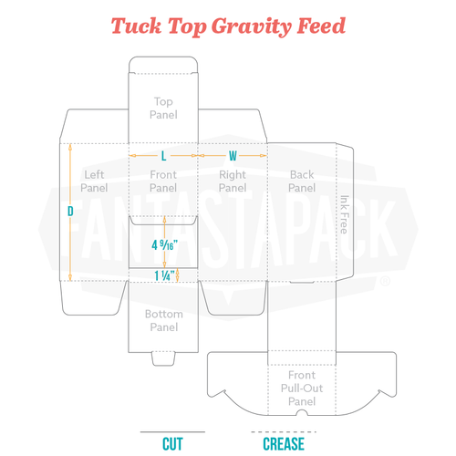 Tuck Top Gravity Feed Dieline Fantastapack